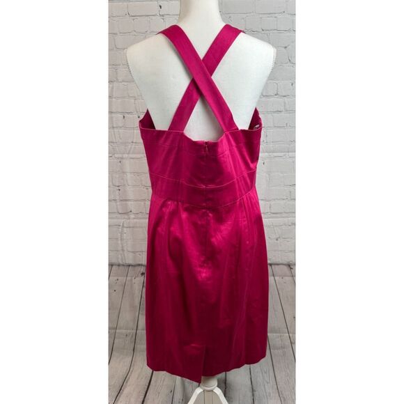 CALVIN KLEIN raspberry pink cotton stretch open shoulders bodycon sundress 14 - Picture 4 of 7